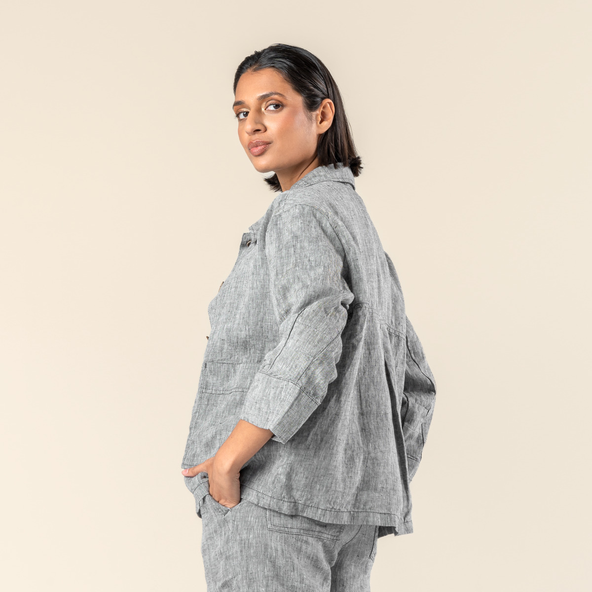 Ženska jakna ONYX 100% lan SIVA