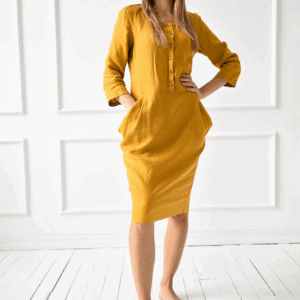 Obleka 3-4 rokav 1230, 100% lan