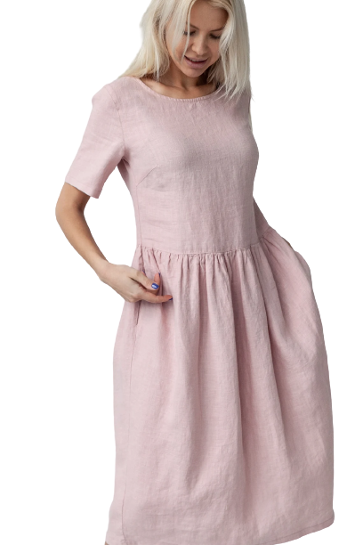 Obleka 1228, 100% lan, ROZA M Obleka 1228, 100% lan, ROZA M