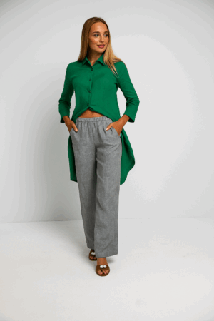 Ženske hlače 1317 100% lan, GREY MELANGE L