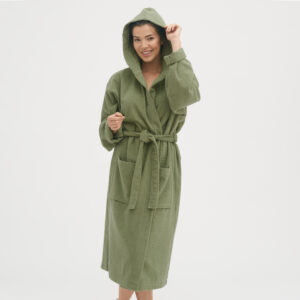 Kopalni plašč s kapuco iz 100% eko bombaža unisex zelen