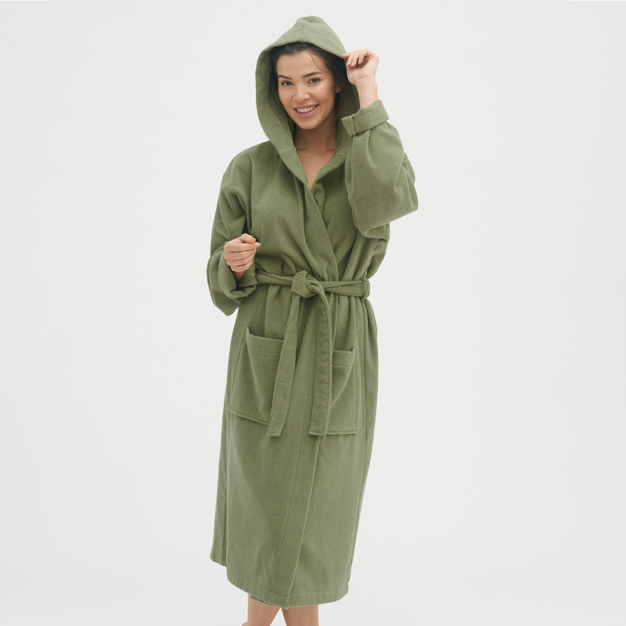 Kopalni plašč s kapuco iz 100% eko bombaža unisex zelen