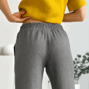 Ženske hlače 1317 100% lan, GREY MELANGE L