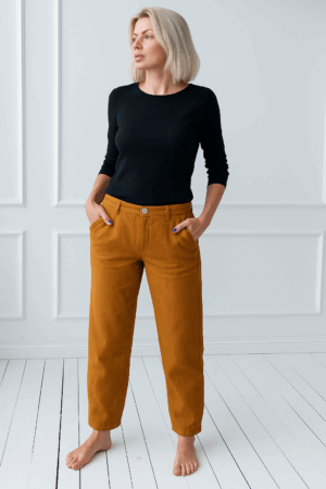 Ženske hlače 1383 100% lan, HONEY M