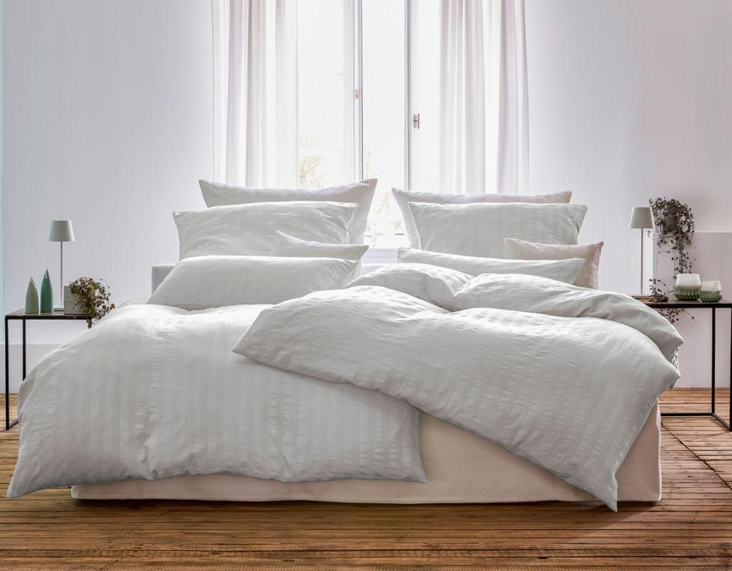 Posteljnina Crinkle bela smetana 140x200, 50x70