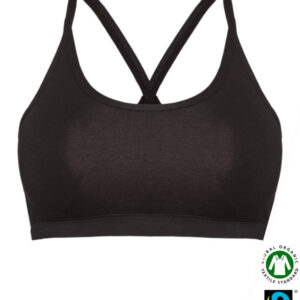 Eko Bombažni JogaTop Nedrček, brez žičke ČRN