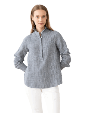 Srajca 100% lan Fabio S navy white