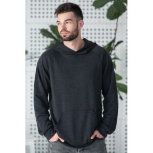 Moški pulover s kapuco iz 100% merino volne, siv