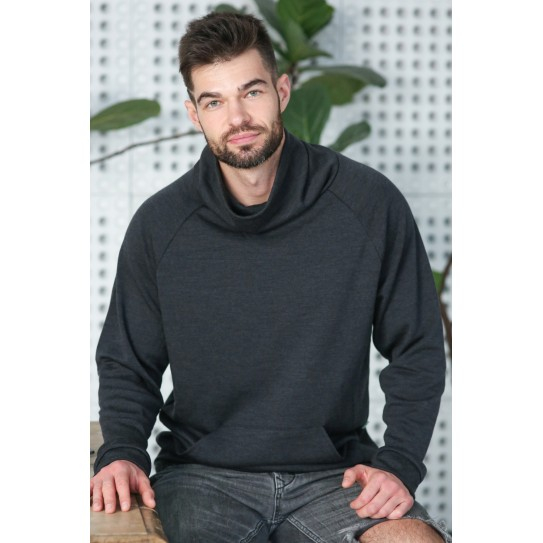 Moški pulover iz 100% merino volne, t.siv