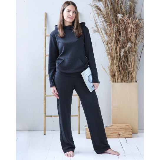 Ženski komplet iz 100% volne temno siv