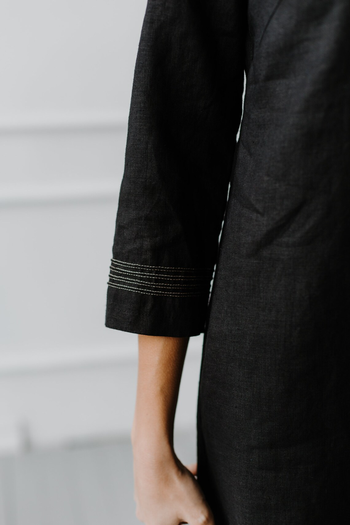 Obleka ženska 1284 100% lan, ČRNA L Obleka ženska 1284 100% lan, ČRNA L