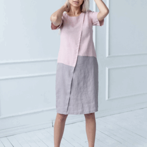 Obleka 1235 100% lan, PINK/LAVENDER S Obleka 1235 100% lan, PINK/LAVENDER S