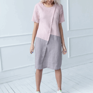 Obleka 1235 100% lan, PINK/LAVENDER S Obleka 1235 100% lan, PINK/LAVENDER S