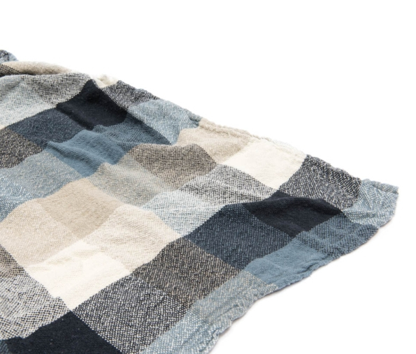 Lanena deka 200x220 KARO MODRA