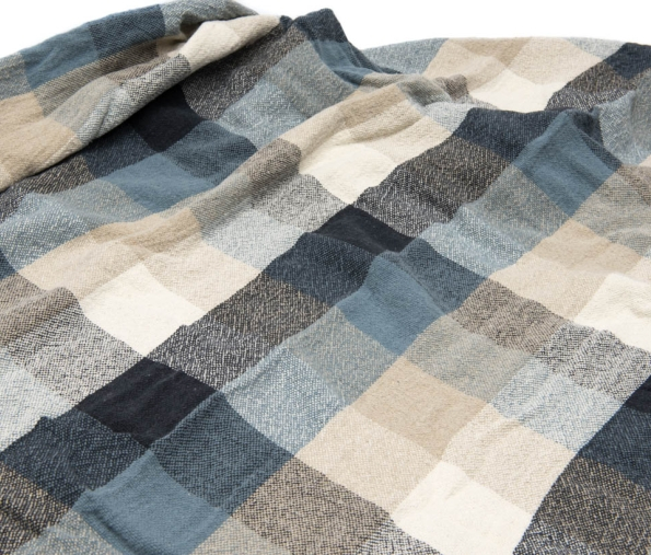 Lanena deka 200x220 KARO MODRA