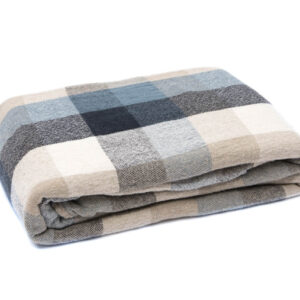 Lanena deka 200x220 KARO MODRA