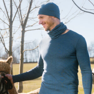 Tanjša kapa, volna, ekološki bombaž MODRA