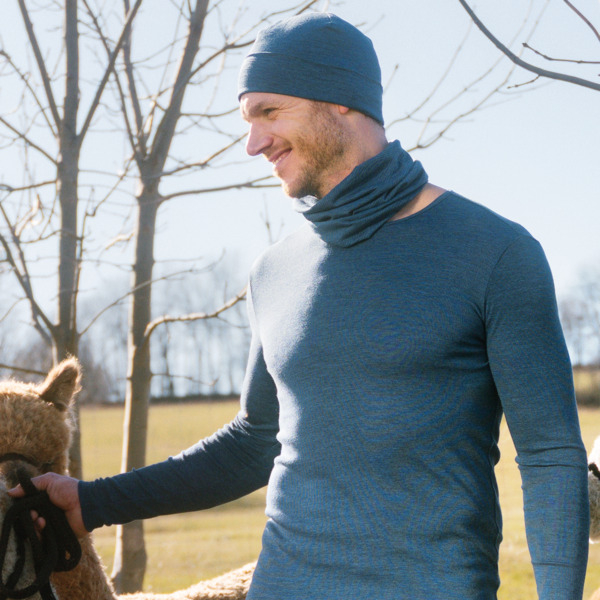 Tanjša kapa, volna, ekološki bombaž MODRA