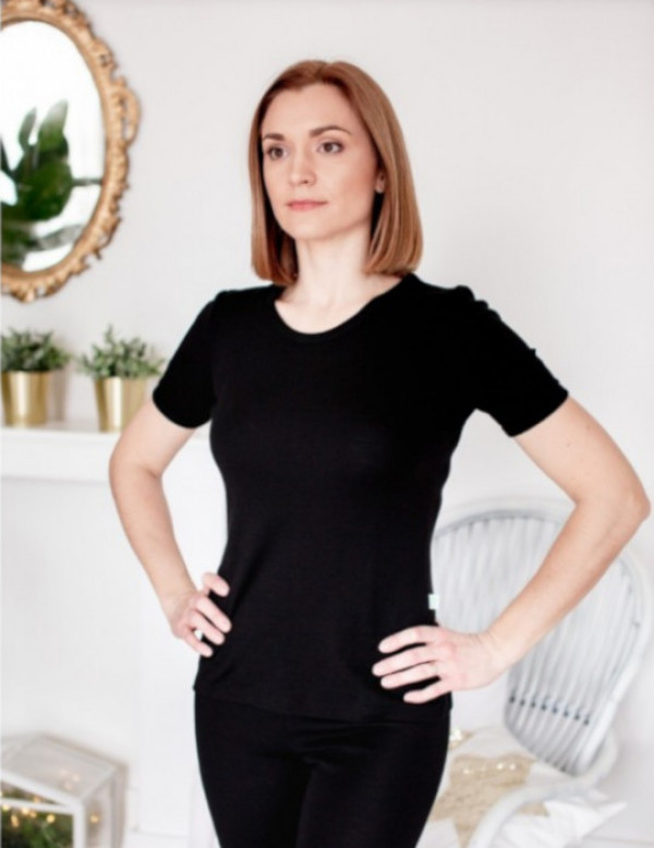 Ženska majica KR iz 100% volne ČRNA Ženska majica KR iz 100% volne ČRNA