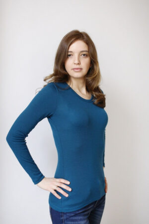 Ženska majica DR iz 100% volne TEMNO MODRA Ženska majica DR iz 100% volne TEMNO MODRA