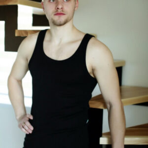 Moška majica brez rokavov iz 100% volne ČRNA XS do XXXL