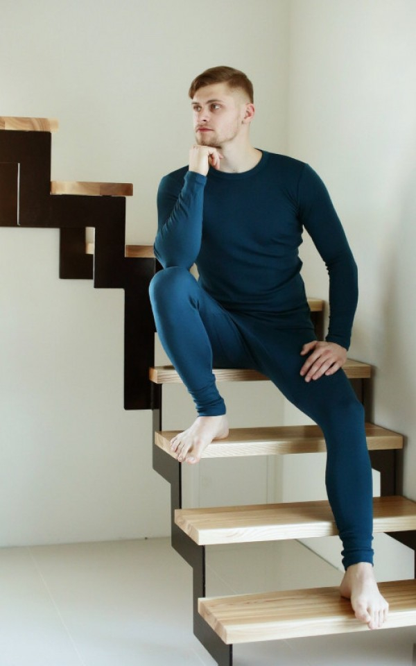 Moške legice iz 100% volne PETROL XS do XXXL