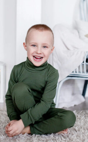 EKO Merino otroški puli DR ZELEN od 122-152