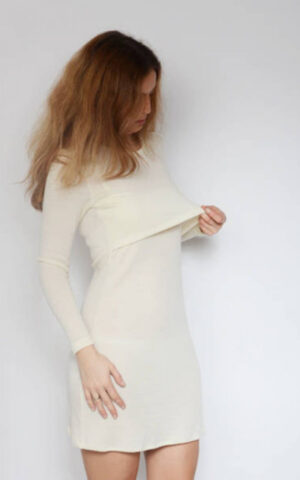 Ženska spalna srajca za dojenje iz 100% volne NATUR od S do XXL