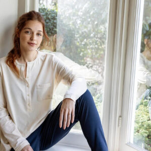 Spodnji del pižame iz eko bombaža, moder Spodnji del pižame iz eko bombaža, moder