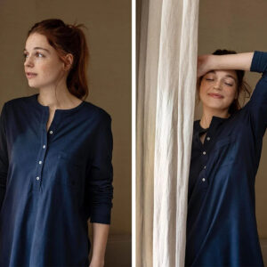 Zgornji del pižame iz eko bombaža, moder