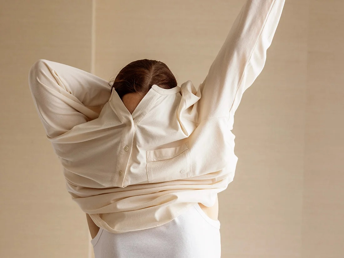 Zgornji del pižame iz eko bombaža, crem