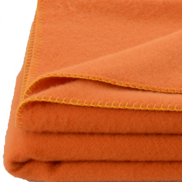 Otroška odeja 100% ovčja volna INN velur ORANŽNA dve dim.