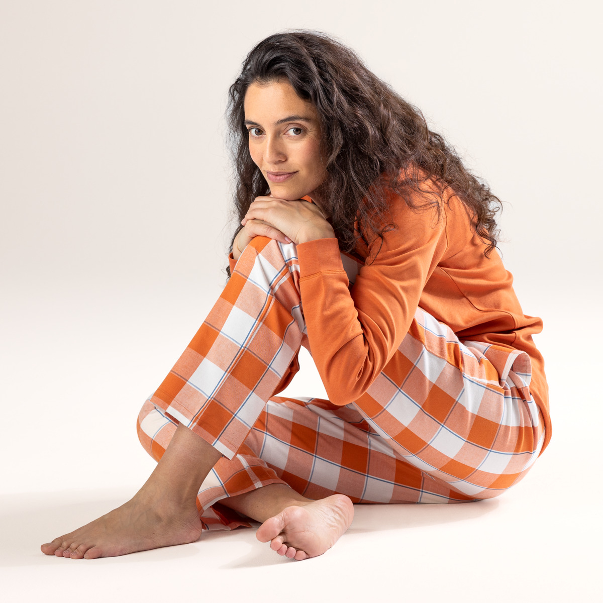 Ženska pižama iz 100% eko bombaža oranžna 40 Ženska pižama iz 100% eko bombaža oranžna 40