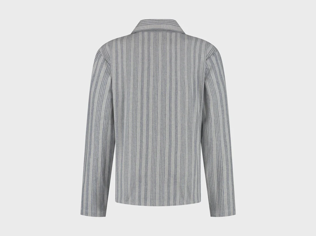 Zgornji del moške pižame iz eko flanele, siva črtasta