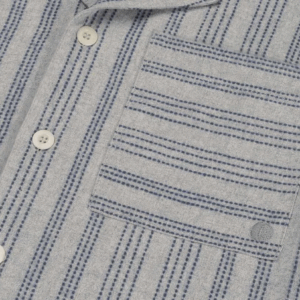 Zgornji del moške pižame iz eko flanele, siva črtasta