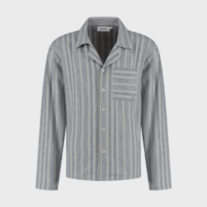 Zgornji del moške pižame iz eko flanele, siva črtasta