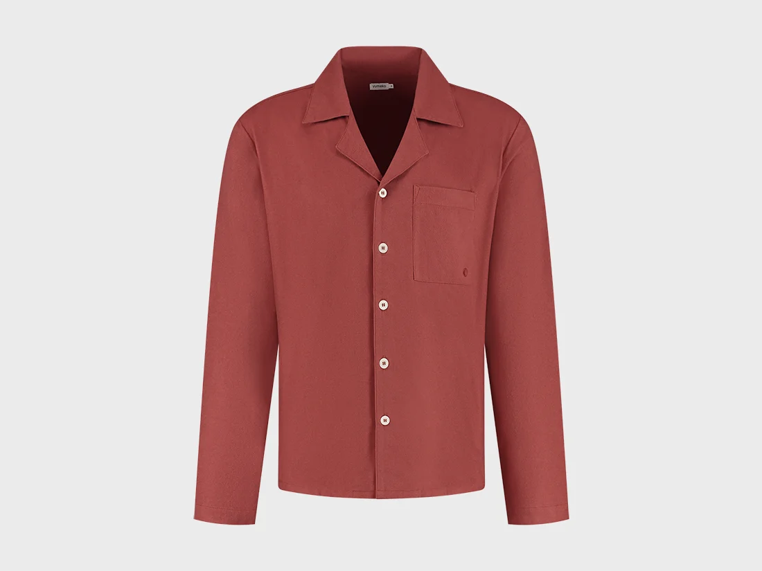 Zgornji del moške pižame iz eko flanele, rdeča