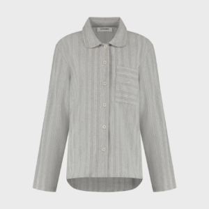 Zgornji del ženske pižame iz eko flanele, siva črtasta