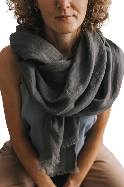 Šal iz 100% lana temno siv