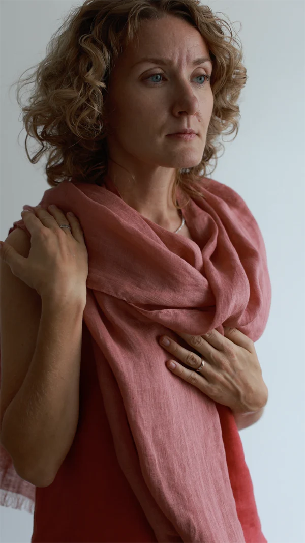 Šal iz 100% lana roza