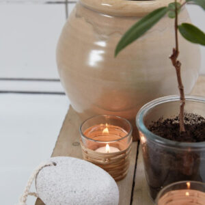 Svečnik steklo ratan