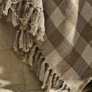 Deka 100% bombaž rjava karo 130x160