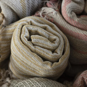 Deka 100% bombaž cream/yellow stripe