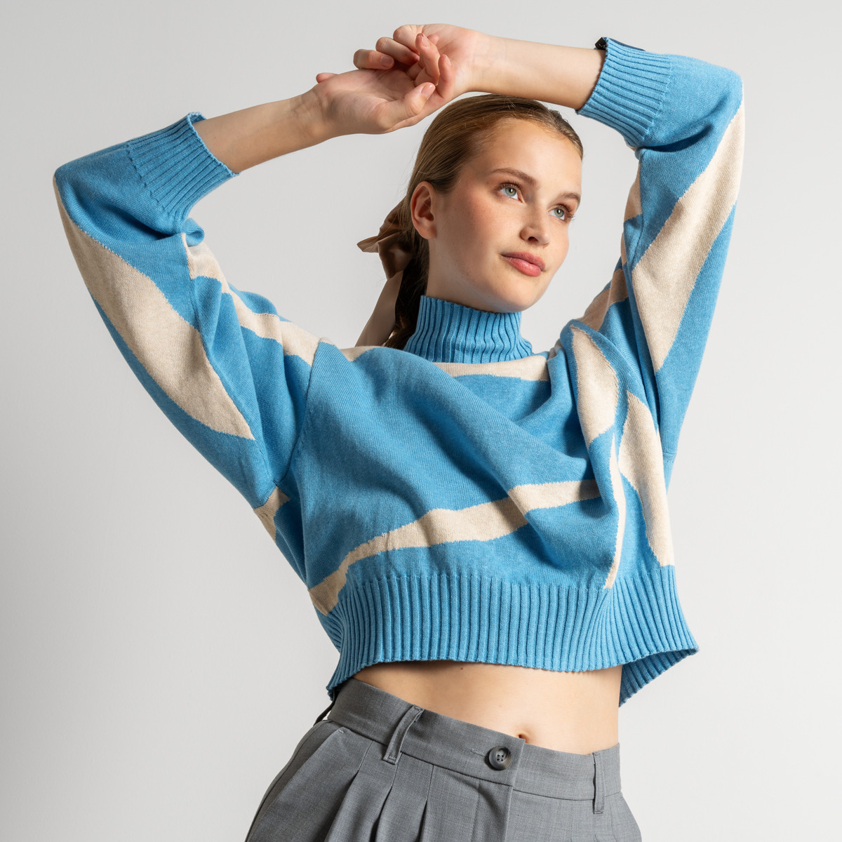 Ženski pulover Eugenie 80% eko bombaž,20% volna SV.MODER/NATUR Ženski pulover Eugenie 80% eko bombaž,20% volna SV.MODER/NATUR